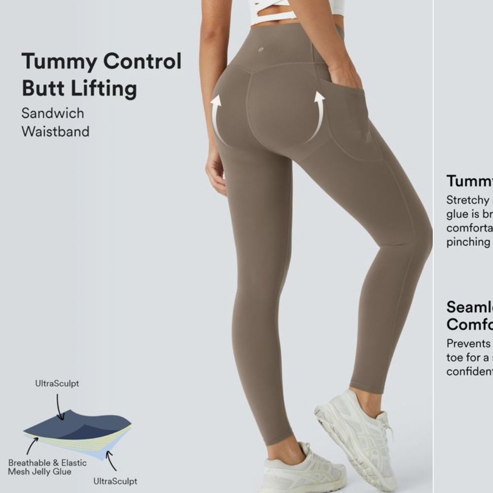 Halara 3 Pairs Of Women's Tummy Control Leggings - Olive,Black And navy